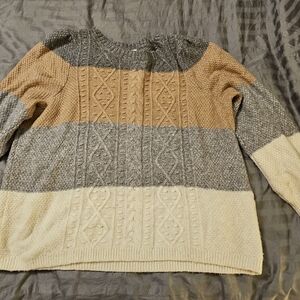 Colorblock Cable Knit Sweater